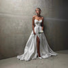White Satin Slit Pocket Bandage Wedding Dress
