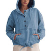 Women's Fashion Denim Hoodie Button Pullover Jacket