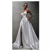 White Satin Slit Pocket Bandage Wedding Dress