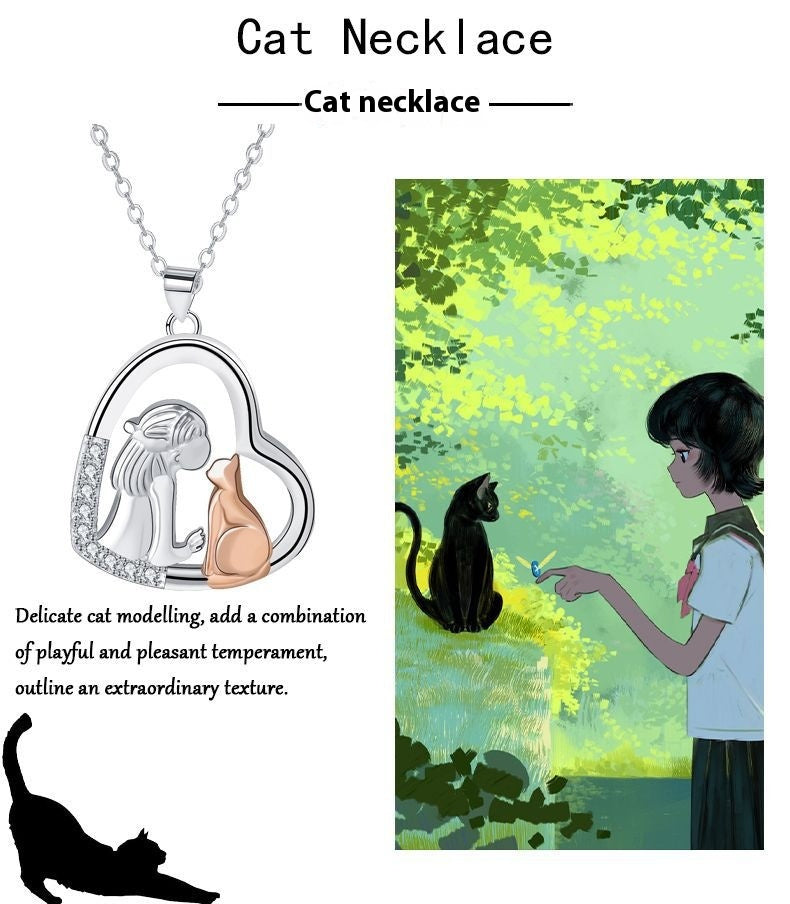 Love Girl And Cat Series Necklace Female Fashion Personality