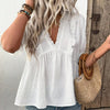 Women's Cut Flower Fur Ball Short-sleeved Lace Shirt