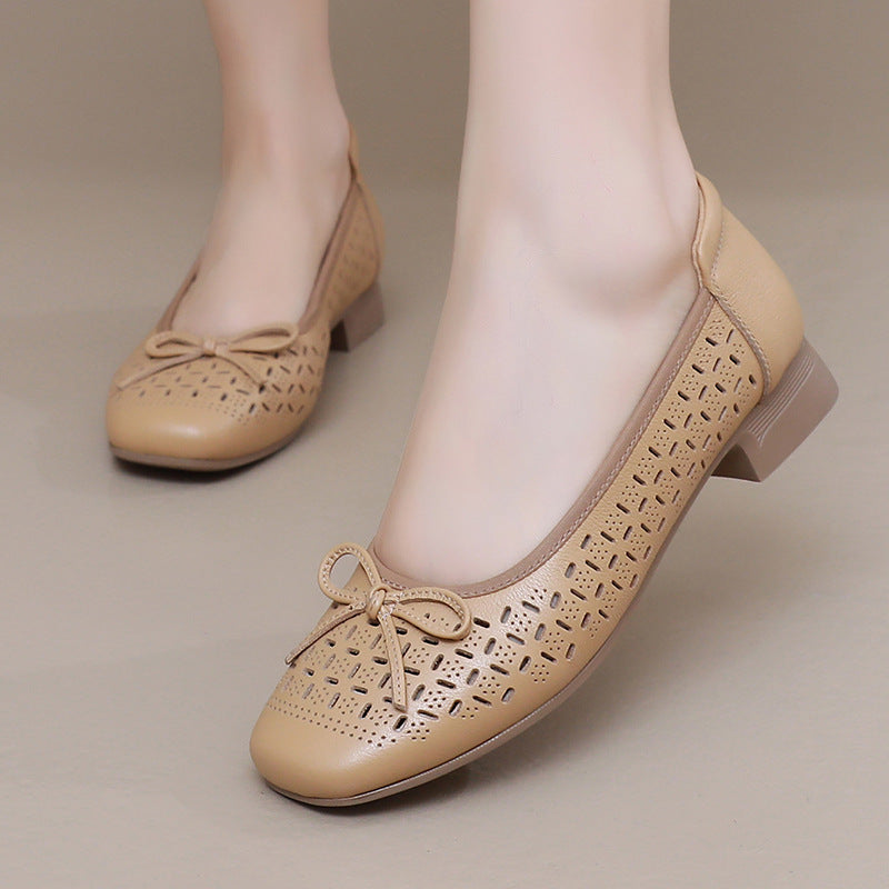 Summer Genuine Leather Breathable Low-cut Women's Shoes