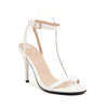 Sexy Stiletto Heel Super High Buckle Hollow-out Solid Color Sandals