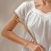Autumn White Breathable Cotton Lace Nightdress