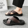 Leather Cross Plus Size Beach Casual Slippers Men