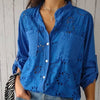 Women's Casual Hollow-out Design Pocket Long Sleeve Button-down Shirt