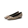 Square Buckle Flats Patent Leather Square Toe Low-cut Shoes