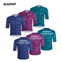 HISERWA Men's Cycling Jersey Short Sleeve Summer Bicycle Jersey Road Bike Shirt Cycling Clothing Breathable Pro Team Jersey