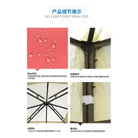 3x3M Waterproof Sun Garden Gazebo Top Cover Replacement Gazebo Canopy Roof Sunshade Outdoor Cover Sunshade Patio Pavilion Cover