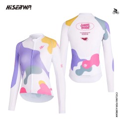 HISERWA Women Cycling Jersey Long Sleeves UPF 50+ Cycling Jersey Breathable Slim Fit Road Bicycle Clothing Pro Team MTB Clothes