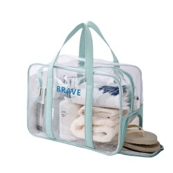 Waterproof Swimming Bag Beach Trip Carryon PVC Material Chinese Origin Cosmetic Toiletry Wash Bag with Handle Shoe Compartment