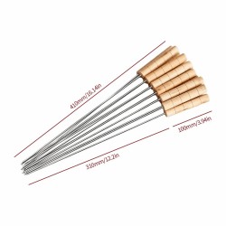 10pcs 41cm Stainless Steel Barbecue Skewer Sticks Bbq Forks Set Long Handle Kabob Skewers Flat Heavy Duty Outdoor Camping Tools