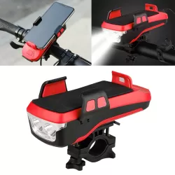 Multifunction 4 in 1 Phone Holder Bicycle Bell Cycling Lamp Flashlight
