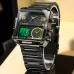BINBOND B3332 Square Multifunctional Sports Quartz Waterproof Watch Black Leather-Black-Black-Gold