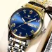 FNGEEN 4002 Men Roman Numeral Dial Sports Watch Student Luminous Quartz Watch Between Gold Blue Surface