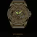 FNGEEN 0020 Men And Women Automatic Mechanical Watch Double-sided Hollow Business Watch All Black Leather Golden Nails