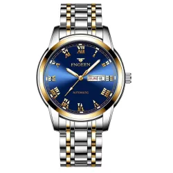 FNGEEN 4002 Men Roman Numeral Dial Sports Watch Student Luminous Quartz Watch Between Gold Blue Surface
