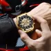 BINBOND S033 Hollowed Mechanical 30m Waterproof Luminous Quartz Watch Black Steel-Black-Rose Gold