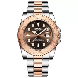 BINBOND B930 Metal Gear Luminous Quartz Watch 30M Waterproof Sports Watch Rose Gold-Rose Gold