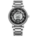 BINBOND B7872 Multifunctional Hollow Luminous Waterproof Quartz Watch White Steel-Black-White