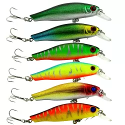 HENGJIA 6 PCS Minnow Plastic Hard Baits Fishing Lures Set Fishing Tackle Baits