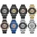 BINBOND S033 Hollowed Mechanical 30m Waterproof Luminous Quartz Watch Black Steel-Black-Rose Gold