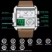 BINBOND B3332 Square Multifunctional Sports Quartz Waterproof Watch Black Leather-Black-Black-Gold