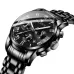 FNGEEN 4006 Men Trendy Waterproof Quartz Watch Black Steel Black Surface
