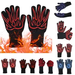 1 Pair High Temperature Resistant Silicone BBQ Gloves Anti-Scalding Gloves
