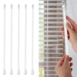 5PCS 12 Inch Blinds Acrylic Transparent Rod Move Light Rod With Hook Handle