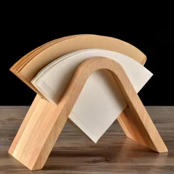 Coffee Filter Holder Coffee Storage Rack Filter Box Paper Base Bracket Display Stand Wooden V Holder