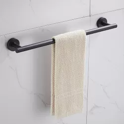 304 Stainless Steel With Grooved Bathroom Pendant Bathroom Shelf  Black Single Rod 40cm