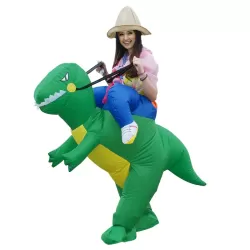 Operated Inflatable Dinosaur Fancy Polyester Dress Halloween Party Costume for Adult