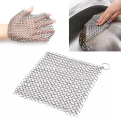 Stainless Steel Square Cast Iron Cleaner Pot Brush Scrubber Home Cookware Kitchen Cleaning Tool