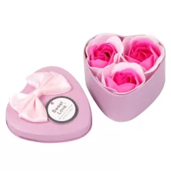 3 Soap Flowers Valentine Day Gifts Tanabata Gifts Wedding Creative Gifts Heart Shaped Iron Box Roses Pink