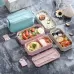 Double-layer Lunch Box Plastic Microwaveable Student Lunch Box Cutlery set Pink