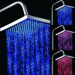 Square Temperature Sensor 3-Color Blue or Pink or Red LED Showerhead