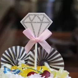 5 Packs Diamond Cake Birthday Inserted Card Wedding Party Dessert Table Decoration Supplies Pink