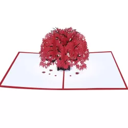 Three-Dimensional Maple Tree Greeting Card Birthday Card Red Maple Leaf 3d Card