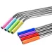 8 PCS Reusable Silicone Tips Stainless Steel Drinking Straws and 2 PCS Cleaner Brushes Set Kit with Cashmere Bag
