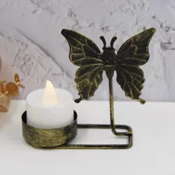 B Black Gold DH2303-03 Metal Retro Iron Art Candlesticks Ornament Table Candle Cup Decoration Props