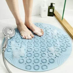 Bathroom Anti-slip Round Mat Suction Cup Massage Foot Pad Blue