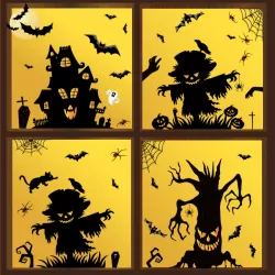 Halloween Decoration Stickers Pumpkin Lamp Spider Ghost Electrostatic Stickers
