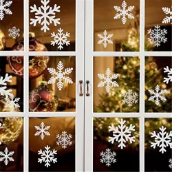 Creative Window Glass Door Removable Christmas New Year Festival Wall Sticker Decoration White Snowflake