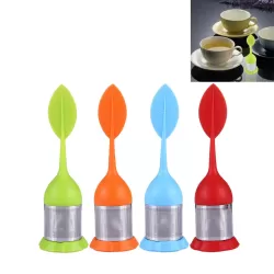 Food Grade Leaf Silicone Make Tea Bag Stainless Steel Tea Strainers Random Color Delivery