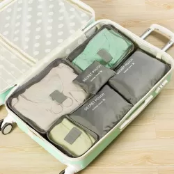 6 PCS/Set Travel Bag ClothesLuggage Organizer High Capacity Mesh Packing Cubes Gray