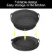 Round 2 Layer Air Fryer Silicone Basket Reusable Foldabl Air Fryer Mold Liner Tray Gray