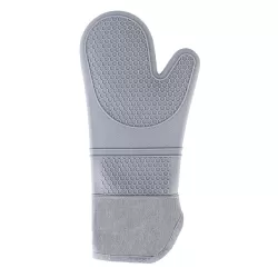 ZYA-426 Longer And Thicker Insulated Gloves Silicone Kitchen Baking Gloves Gray