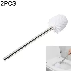 2PCS Stainless Steel Handle Toilet Brush Suit Household Hanger Frame Cleaning Brush White
