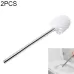 2PCS Stainless Steel Handle Toilet Brush Suit Household Hanger Frame Cleaning Brush White